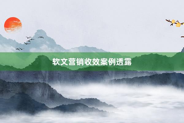 软文营销收效案例透露